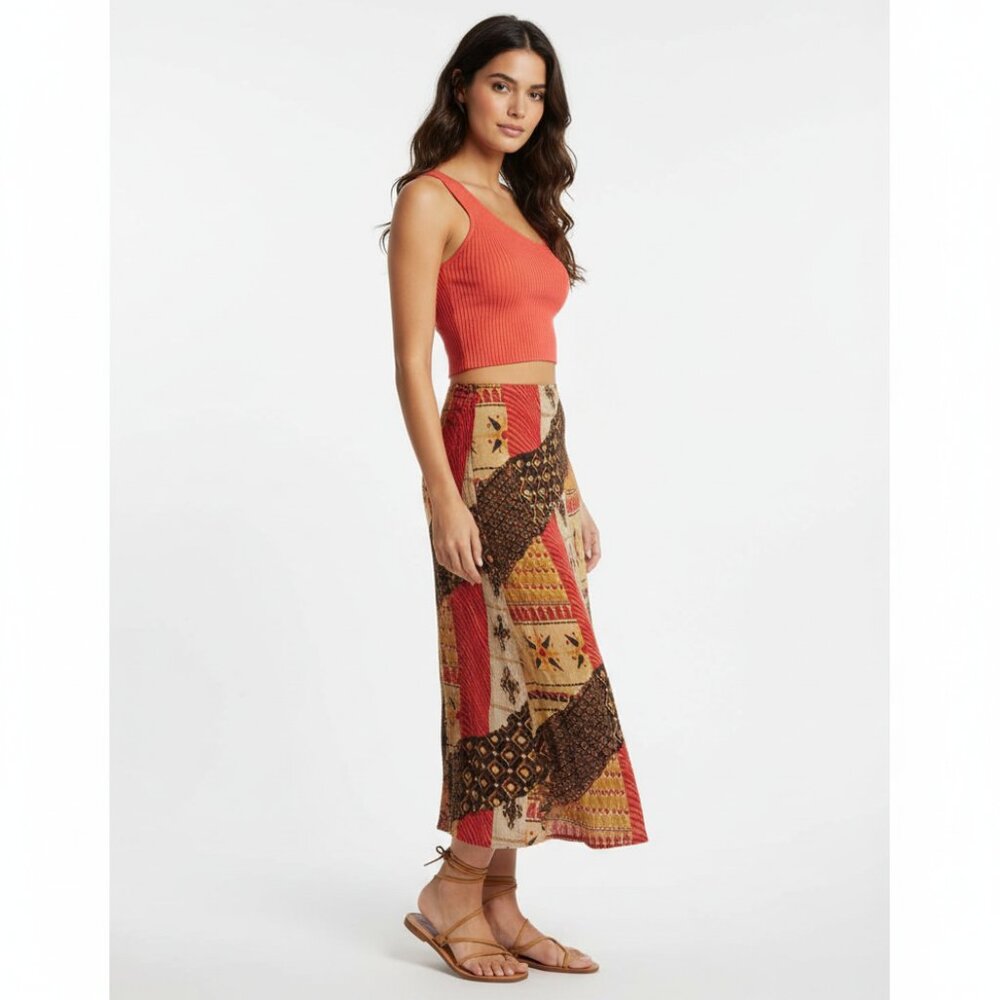 Chico's Vibrant Multi-Color Boho Style Faux Wrap Maxi Skirt Sz 1/M - Picture 2 of 5